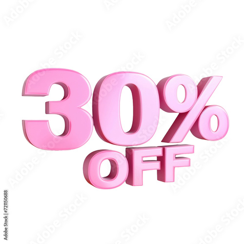 3D rendering object 30% discount offer transparent background