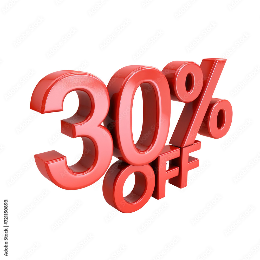 3D rendering object 30% discount offer transparent background 3D rendering object 30% discount offer transparent background