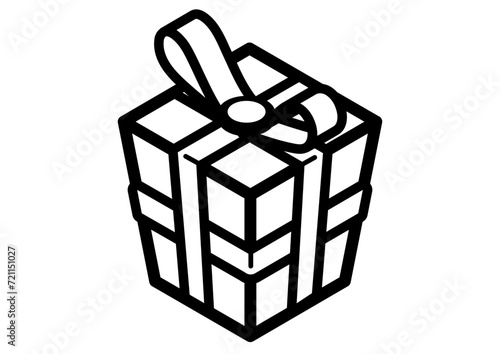 プレゼントボックスのぬりえイラスト。メッセージカードのテンプレート装飾。