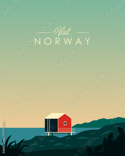 Visit Norway travel poster, postcard, vertical banner