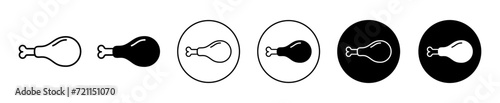 Chicken leg vector icon set collection. Chicken leg Outline flat Icon.