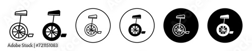 Unicycle vector icon set collection. Unicycle Outline flat Icon.