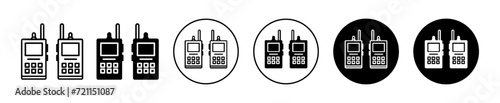 Two way radio vector icon set collection. Two way radio Outline flat Icon.