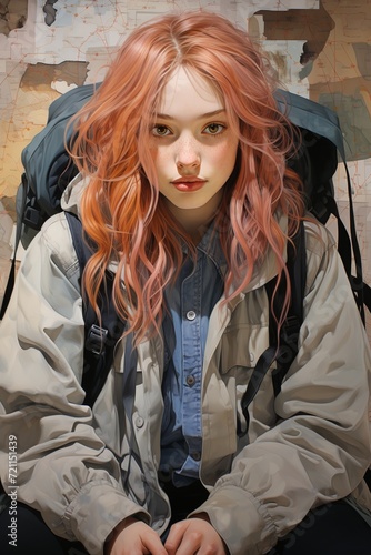 Animated Pink-Haired Girl with a Contemplative Look