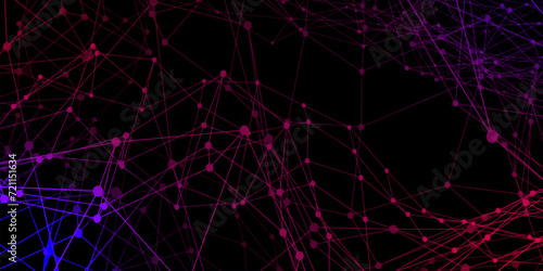 Abstract futuristic background. Digital plexus of many glowing lines and dots pink and blue. web futuristic connecting, network social online, Big data visualization technology system background .