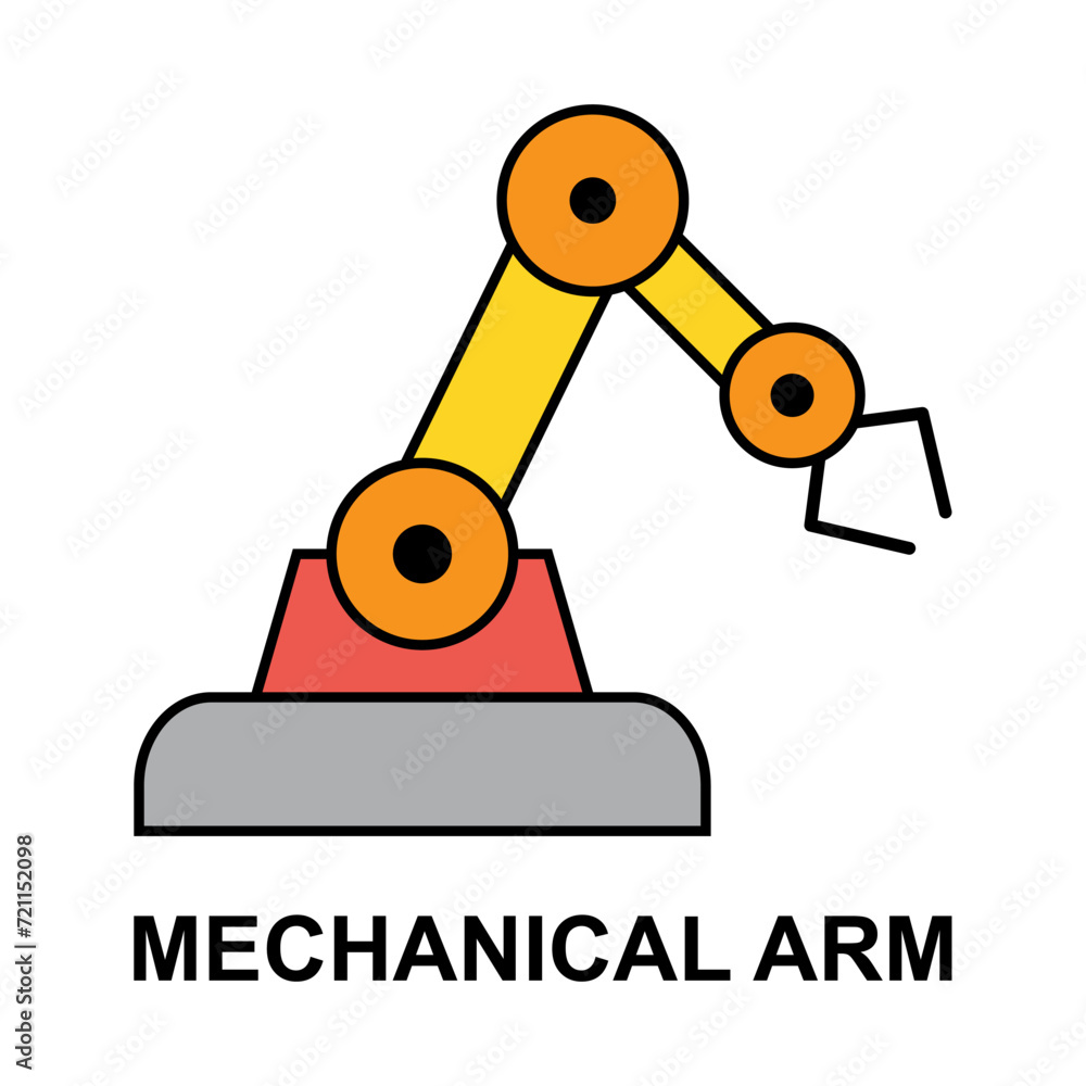 Mechanical robot arm machine icon, technology hydraulic robotic hand, vector illustration Mechanical robot arm machine icon, technology hydraulic robotic hand, vector illustration
