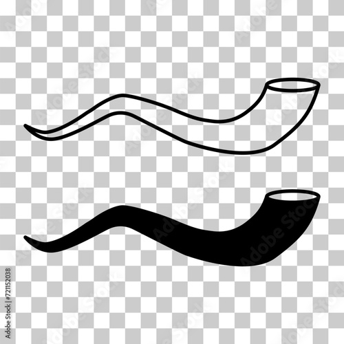 Set of Shofar horn icon, graphic religion design symbol, ritual web sign vector illustration