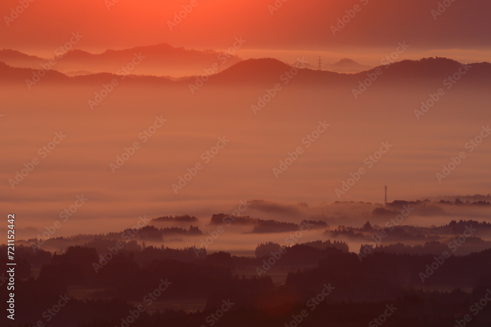 岩手県奥州市　夜明けの風景