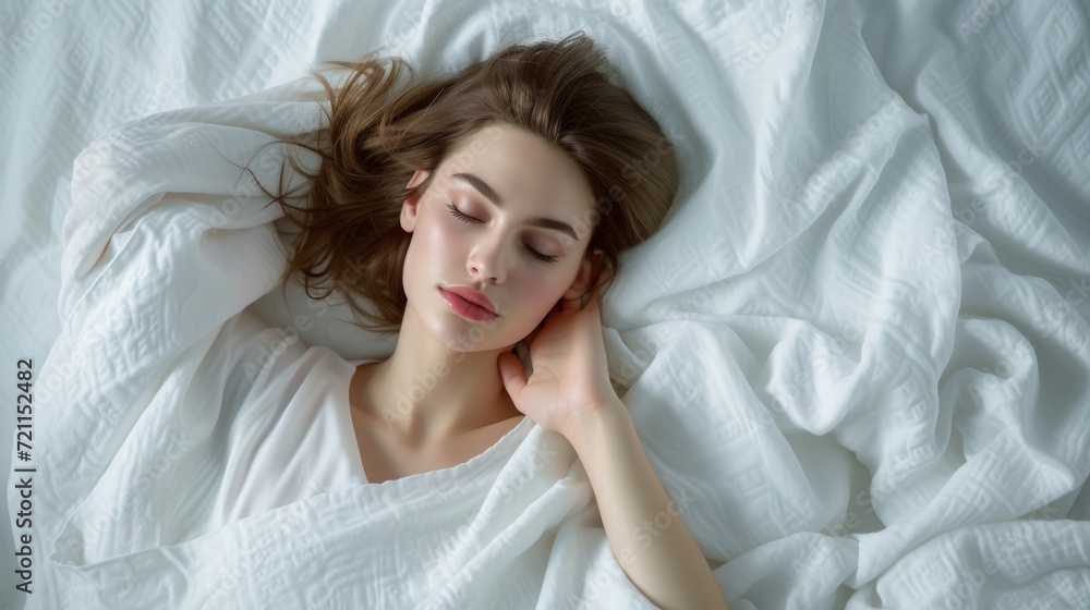 young woman sleeping in her bed peacefully young woman sleeping in her bed peacefully