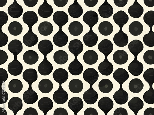 Seamless Black and White Metallic Circle Grid Pattern with Holes on a Textured Steel Surface