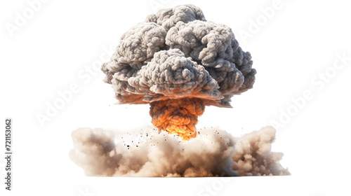 a mushroom cloud of a nuclear bomb explosion isolated on a white or transparent background, PNG,
Dust mushroom of an explosion, bomb explosion.