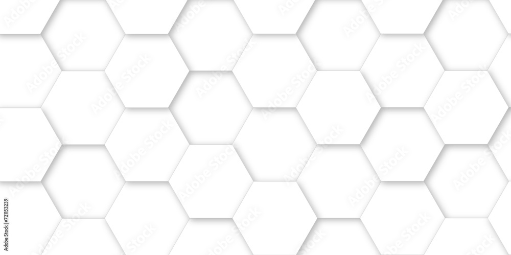 Abstract background with white hexagons and seamless pattern in vector design . luxury white pattern geometric mesh cell texture .hexagon 3d background texture design . - obrazy, fototapety, plakaty 