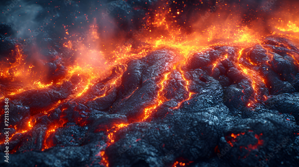 Fiery Spectra: A Phantasmal Iridescent Lava Background Wallpaper