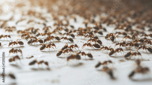 Ants on white floor.