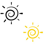 Hand drawn Sun icon vector isolated on white background. Sunset icon. Sunrise icon. Sun Shine Ray.
