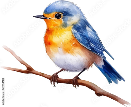watercolor illustrations bird on a white background. © EnelEva