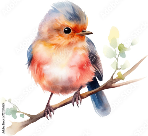 watercolor illustrations bird on a white background.