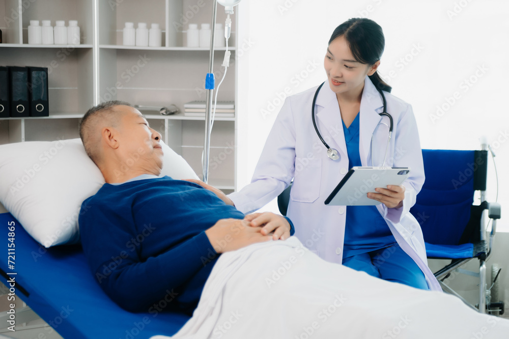 Doctors explaining the symptoms to a patient in a hospital or therapeutic treat client Professional medical service concept. Doctors explaining the symptoms to a patient in a hospital or therapeutic treat client Professional medical service concept.