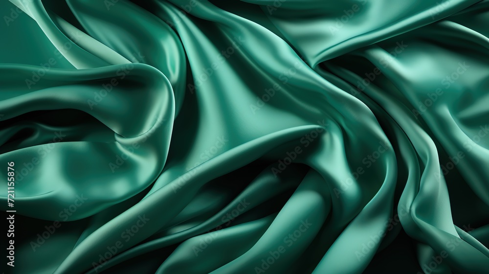 Obraz premium Satin Serenity: The Gentle Weave of Green Silky Satin Forms a Textile Texture Wallpaper, Invoking a Sense of Opulent Calm