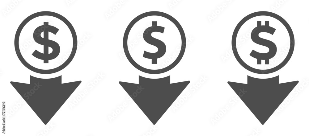 Trendy cost reduction vector flat graphic icons set Trendy cost reduction vector flat graphic icons set