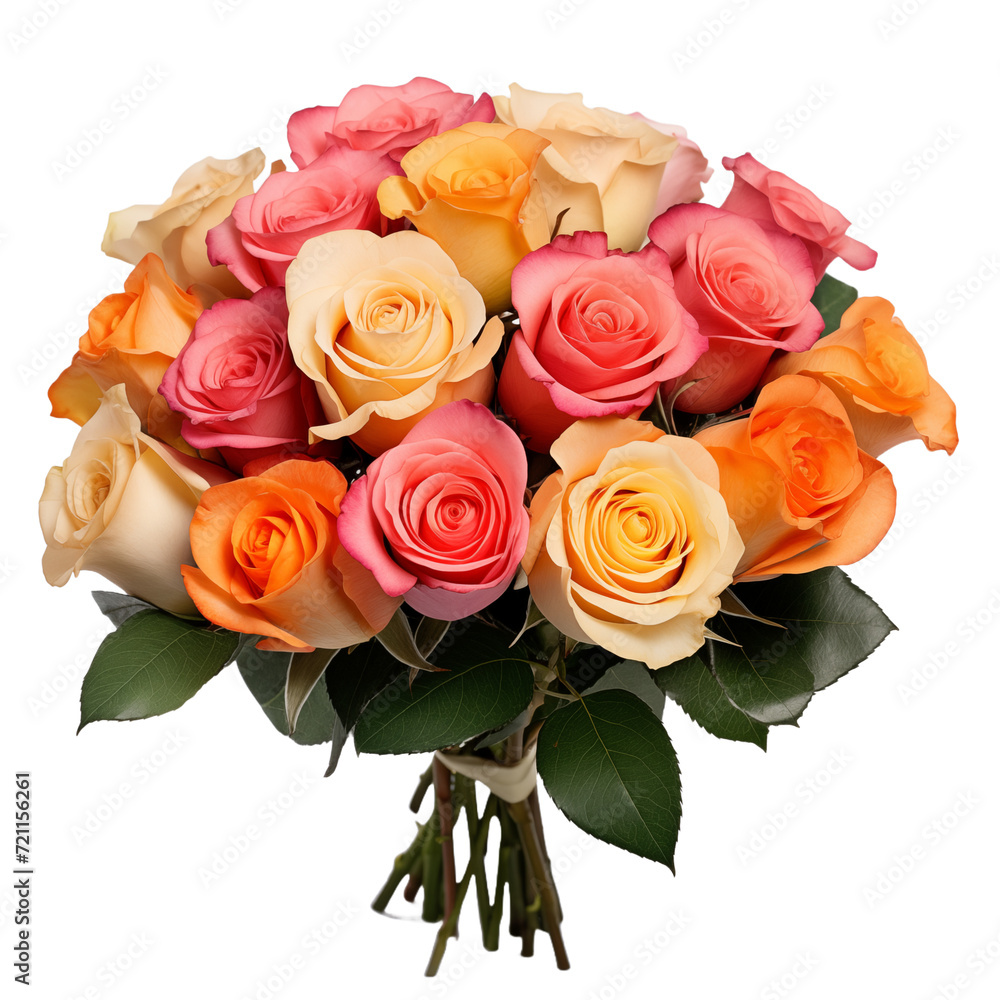 Bouquet of roses Isolated on Transparent and white Background. Generative ai Bouquet of roses Isolated on Transparent and white Background. Generative ai