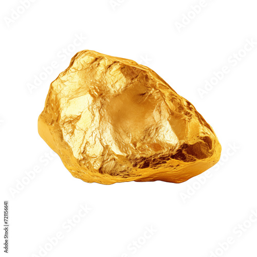 Gold nugget isolated on transparent and white background. Generative ai