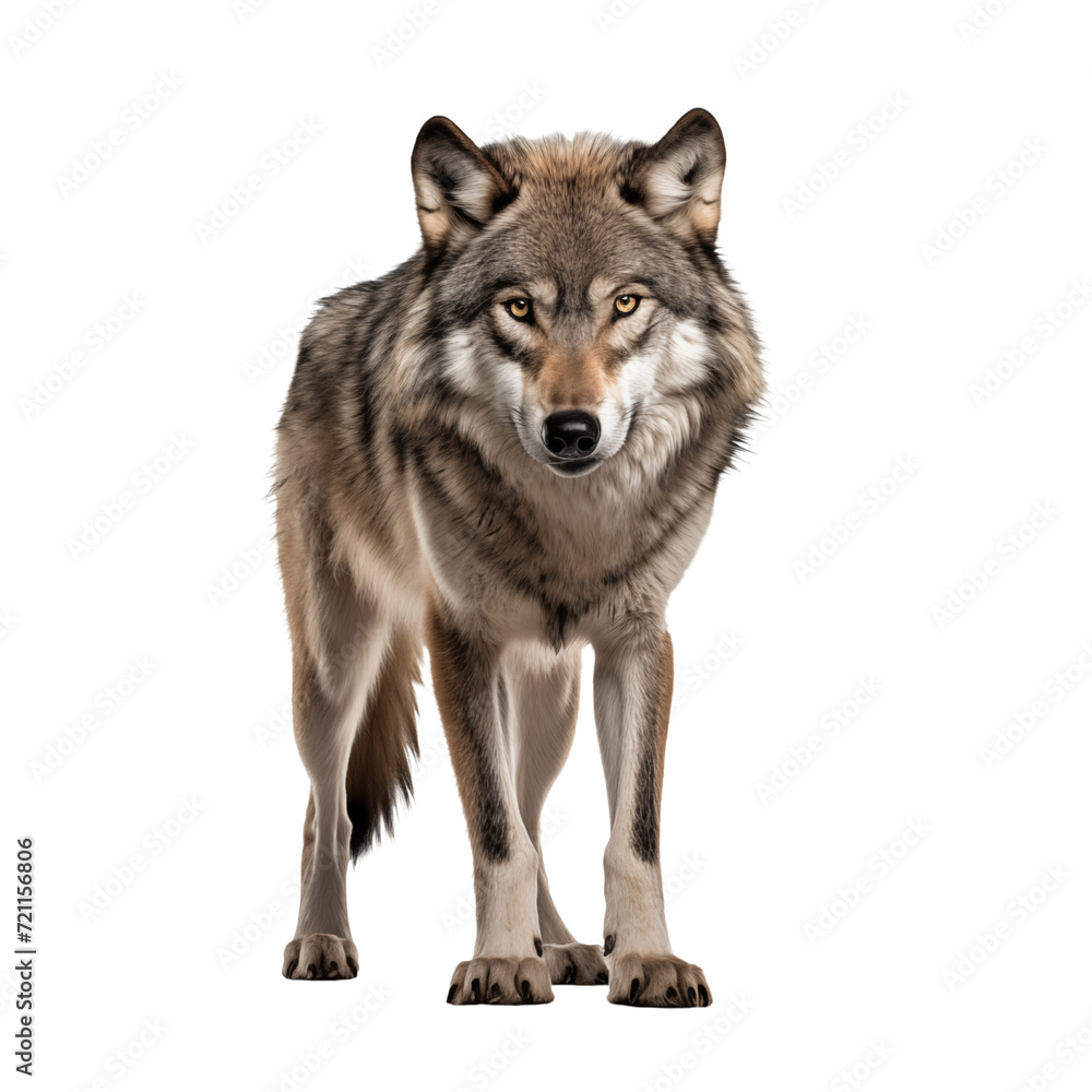Wolf Isolated on Transparent and white Background. Generative ai