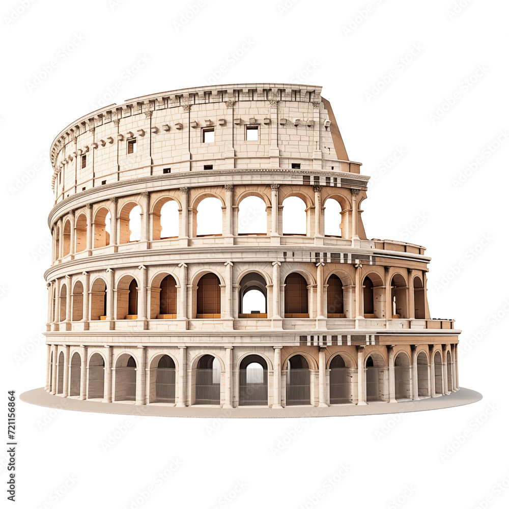 Colosseum, Coliseum Isolated on Transparent and white Background. Generative ai
