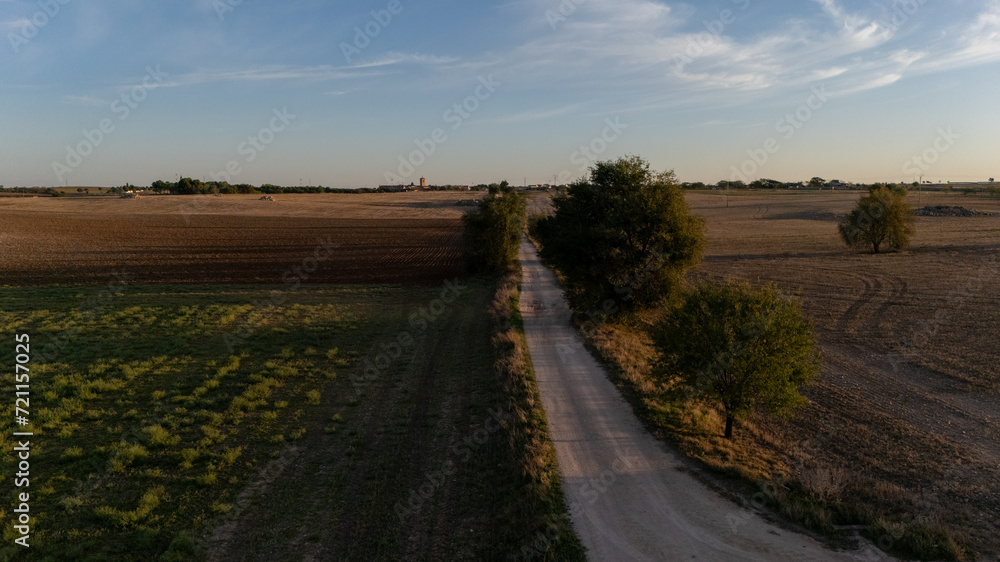 aerial view of a rural road