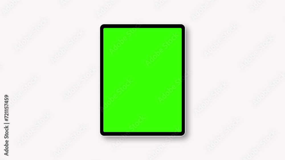 balnk display tablet animation with green screen Chroma Key for touchscreen apps mockup cyberspace