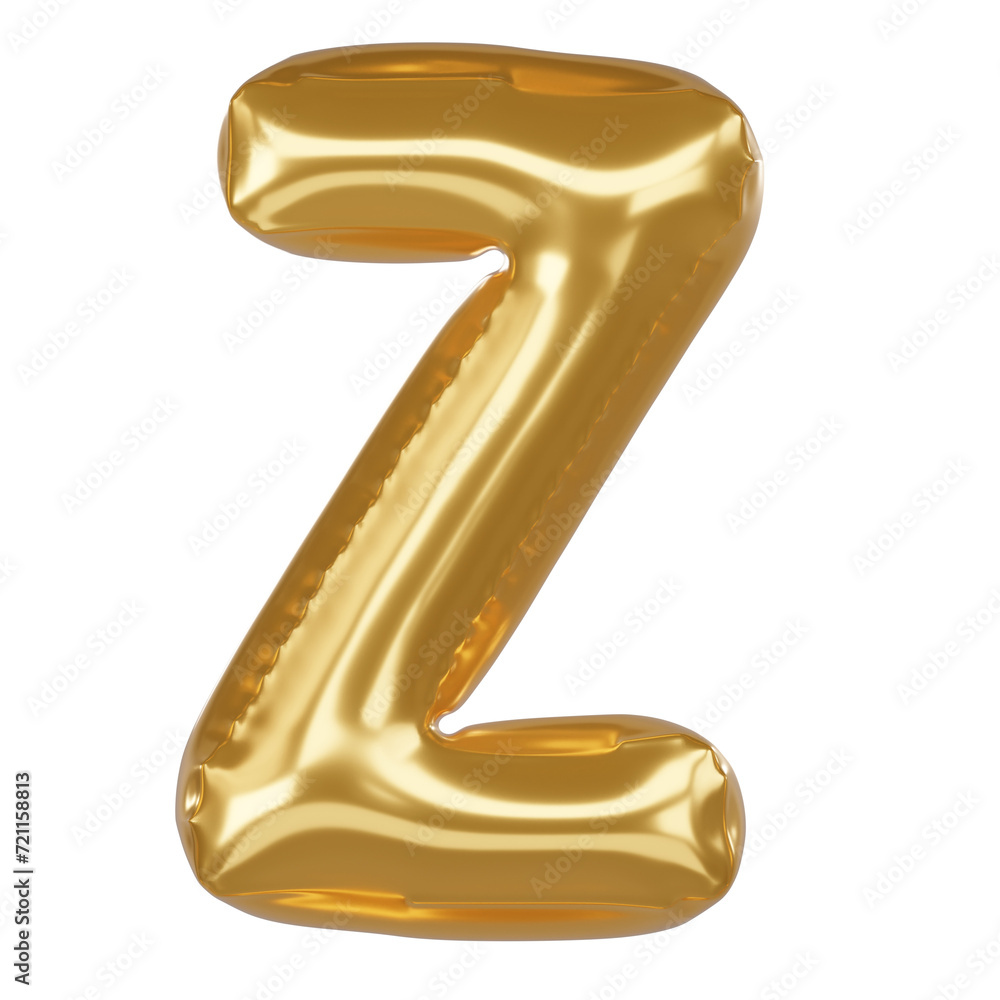 Z Alphabet 3D Illustration in golden balloon style Z Alphabet 3D Illustration in golden balloon style