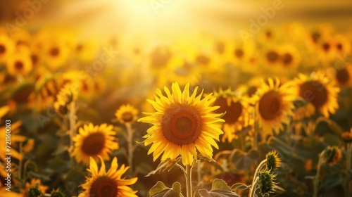 Sunflower field in sunset