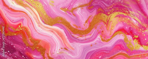 Pink and gold marble background banner