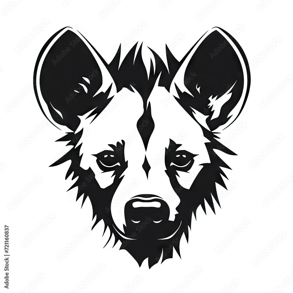 Fototapeta premium Hyena Head Icon, Hyaena Symbol, Predator Portrait, African Animal Silhouette, Minimal Wild Dog Face