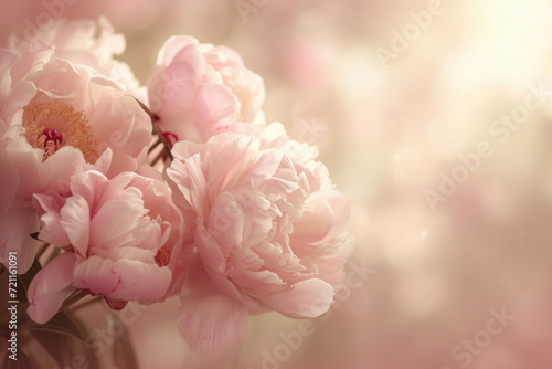 A captivating image capturing the essence of peonies in soft focus  creating a dreamy atmosphere