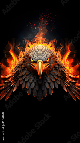 Eagle wallpaper with flames around it with black background  smartphone wallpaper  HD Wallpaper