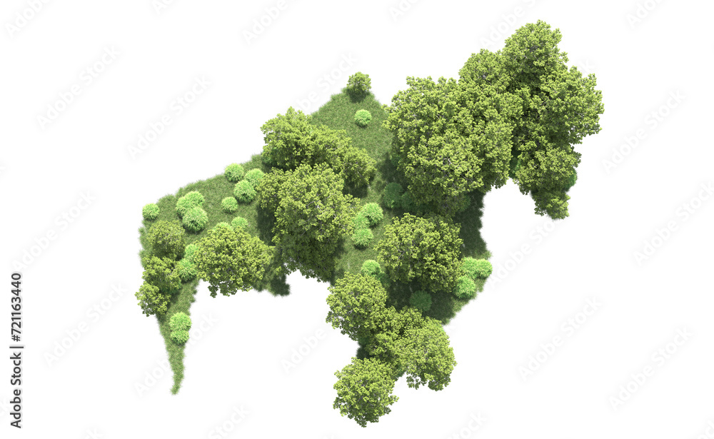 Green forest isolated on background. 3d rendering - illustration Green forest isolated on background. 3d rendering - illustration