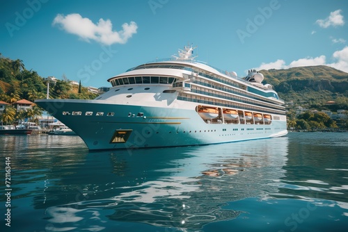 Sailing Splendor: A Cruise Ship Yacht Enchants the Seascape, Catering to Touristic Travelers Seeking the Ultimate Vacation Escape in the Middle of the Ocean © Dejan