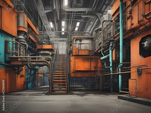 Industrial background, factory interior
