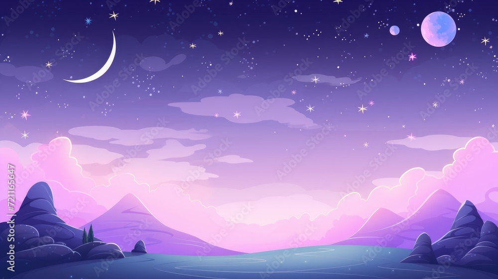 cartoon illustration Galaxy background with planet, stars and meteor in outer space.