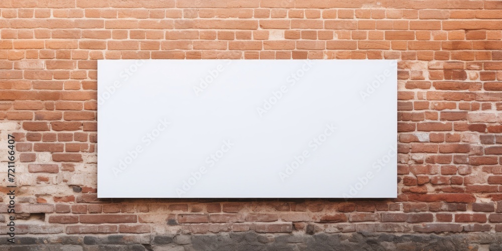 custom made wallpaper toronto digitalBlank white canvas hanging on a rustic red brick wall, offering space for art and creativity.