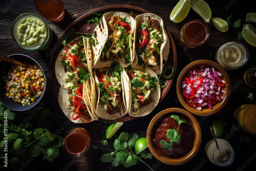 A Mexican fiesta with tacos and margaritas. A Mexican fiesta with tacos and margaritas.
