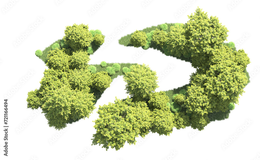 Green forest isolated on background. 3d rendering - illustration Green forest isolated on background. 3d rendering - illustration