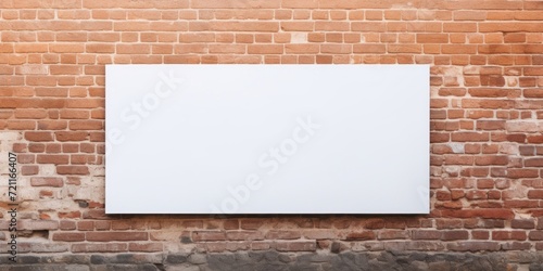 Wallpaper Mural Blank white canvas hanging on a rustic red brick wall, offering space for art and creativity. Torontodigital.ca