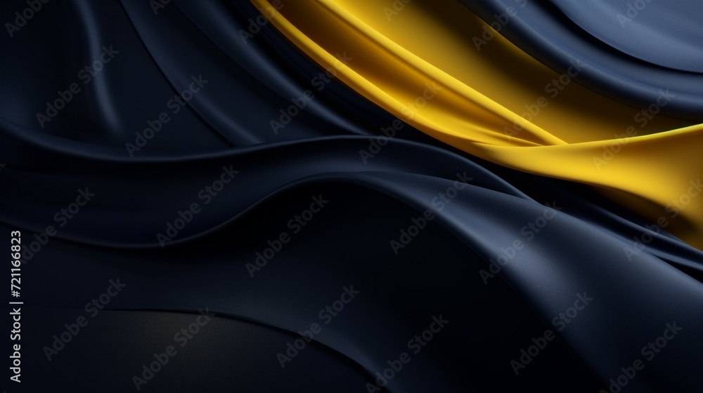 Fototapeta premium Abstract luxurious black satin with golden waves, creating a sense of smooth movement.