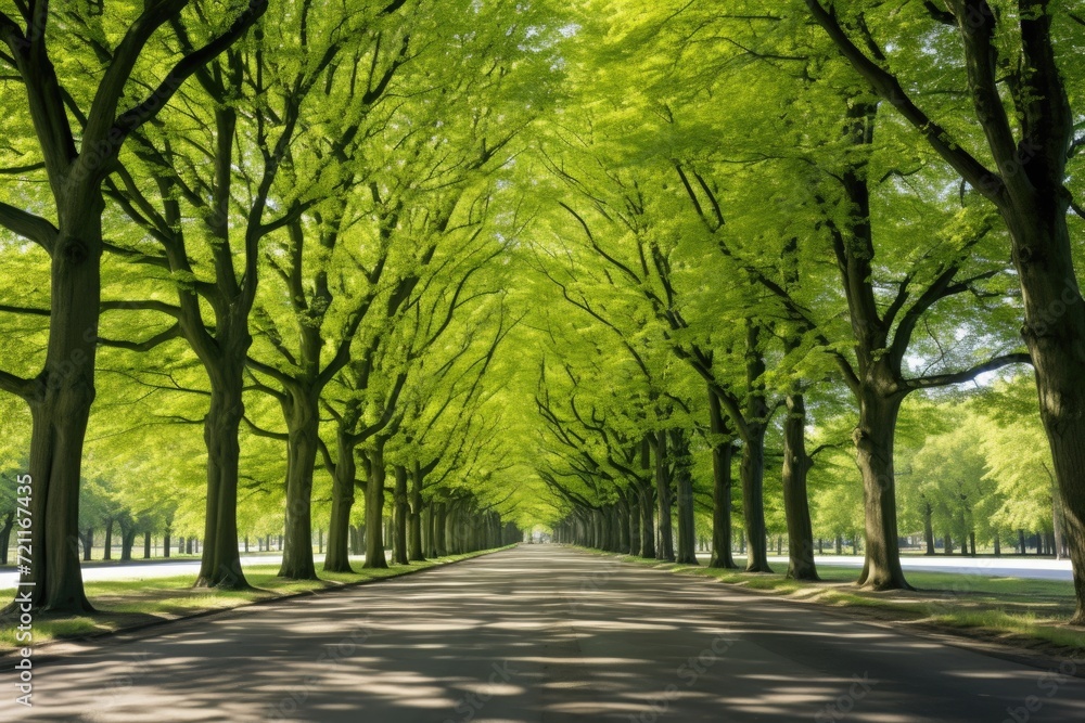 Lime tree avenue in spring at Hundisburg Castle. Lime tree avenue in spring at Hundisburg Castle.