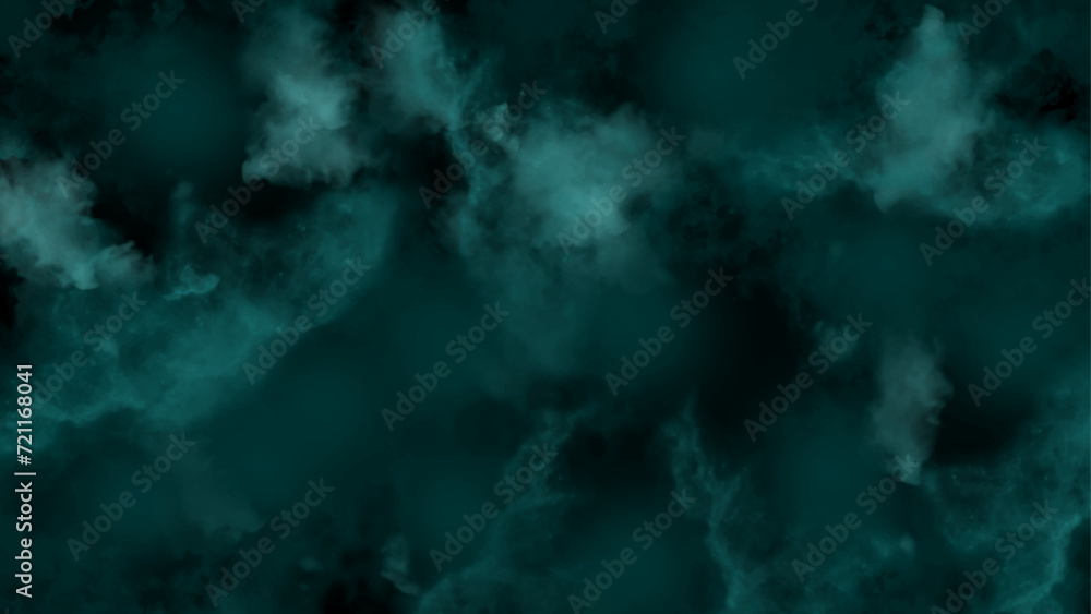 abstract dark blue green watercolor cloud background, green smoke on black background of darkness, spectacular abstract white smoke isolated in color green background.