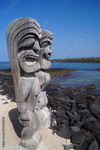 H naunau National Historical Park, Protective Statue, Kona, Big Island, Hawaii, United States photo