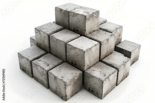 A stack of concrete cubes creating a sense of structure. ideal for construction-themed designs. simple and strong visual. AI © Irina Ukrainets