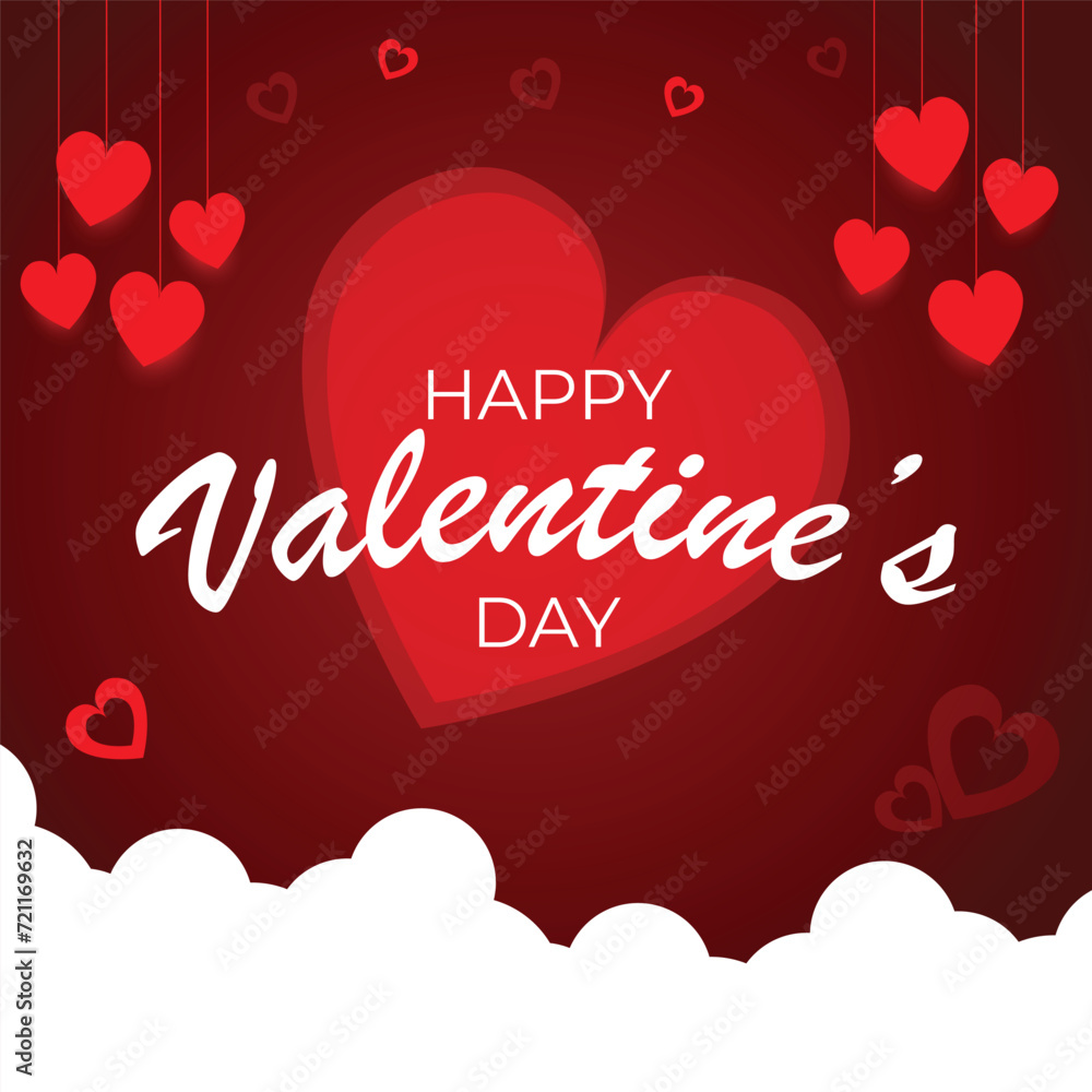 Happy valentines day vector banner design with heart shape